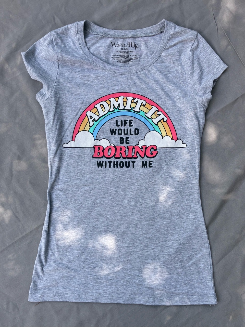 Wound Up Gray Graphic Rainbow Tee - Multicolor Print